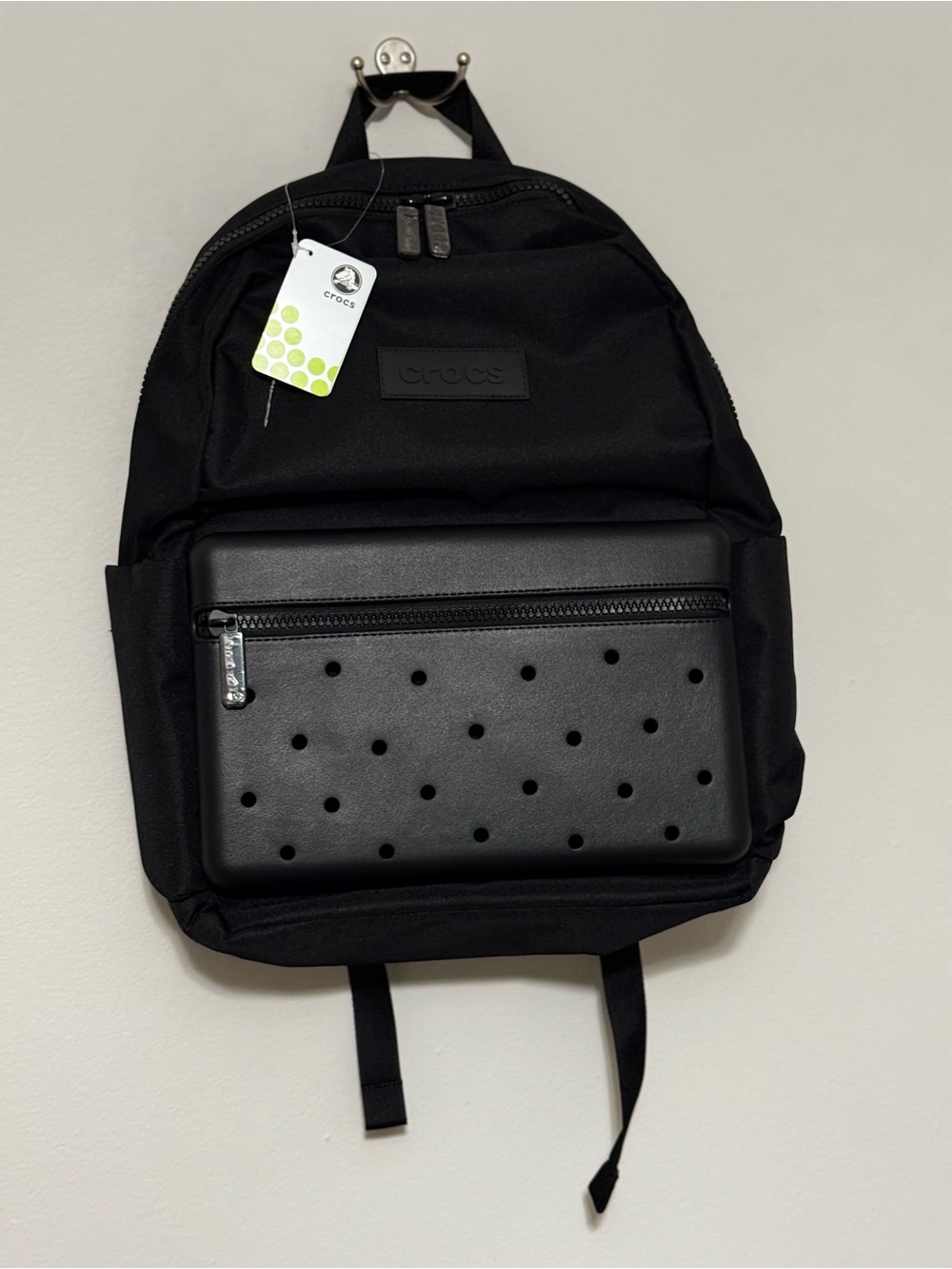 CROCS Black Men’s Backpack with Perforated Front Pocket